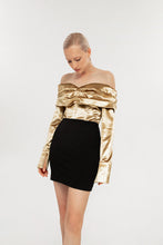 Load image into Gallery viewer, off shoulder gold dress