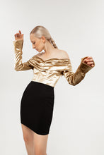 Load image into Gallery viewer, off shoulder gold dress