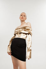 Load image into Gallery viewer, off shoulder gold dress